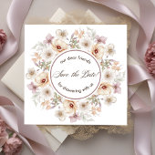 Chique bloemenschildering bruidsuitnodiging save the date