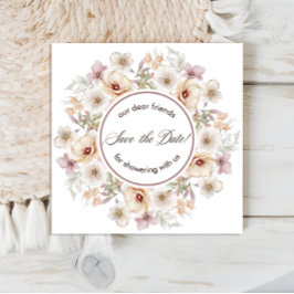 Chique bloemenschildering bruidsuitnodiging save the date