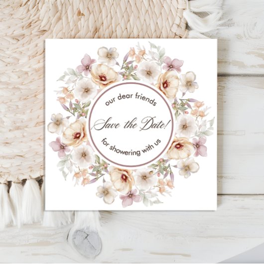 Chique bloemenschildering bruidsuitnodiging save the date