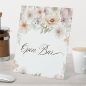 Chique bloemenschildering open bar bruidsfeestje reclamebord met voetstuk (Insitu)