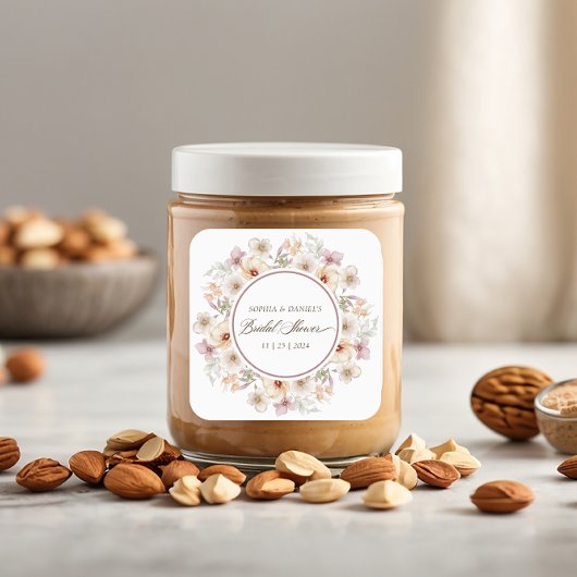 Chique bloemenschilderkunst Bruidsdouche Vierkante Sticker