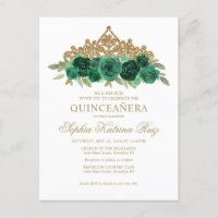 Chique bloemensmaragd groen goud tiara quinceañera