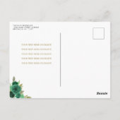 Chique bloemensmaragd groen goud tiara quinceañera briefkaart (Achterkant)