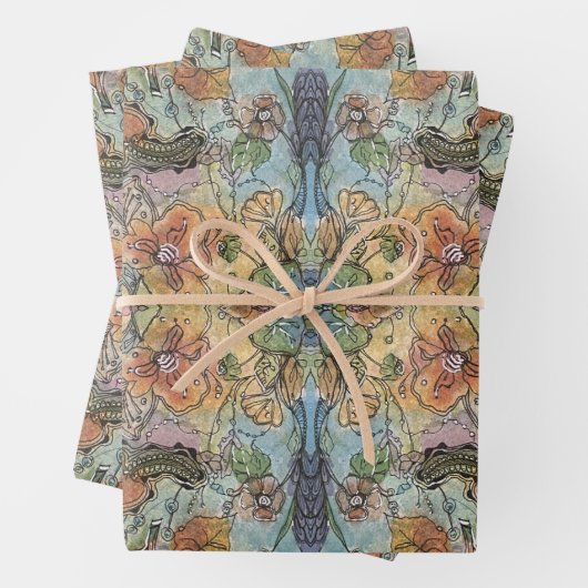 chique bloementuin Waterverf schilderij Inpakpapier Vel (In situ)