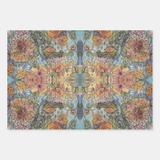  chique bloementuin Waterverf schilderij Inpakpapier Vel (Voorkant)