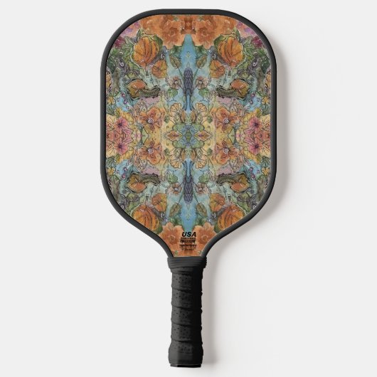 chique bloementuin Waterverf schilderij Pickleball Paddle (Achterkant)