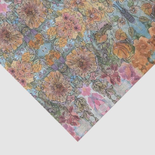  chique bloementuin Waterverf schilderij Tissuepapier (Detail)