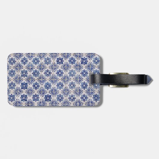 Chique bloemenvaas Blauwe chinoiserie toile monogr Bagagelabel (Achterkant horizontaal)