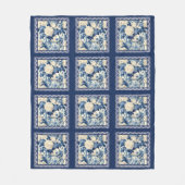 Chique bloemenvaas Blauwe chinoiserie toile monogr Fleece Deken (Voorkant)