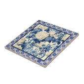 Chique bloemenvaas Blauwe chinoiserie toile monogr Tegeltje (Zijkant)