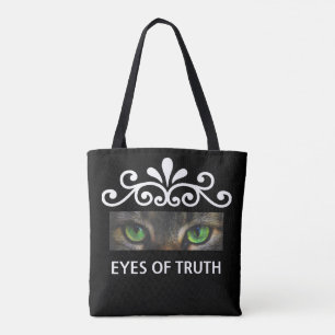 Chique bloemenvector kattenogen op zwart aangepast tote bag