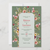 Chique bloemenweiden bruiloft uitnodiging (Voorkant)