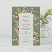 Chique bloemenweiden bruiloft uitnodiging (Staand voorkant)