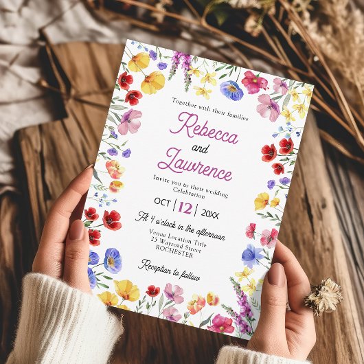 chique bloemenweides botanische bruiloft kaart