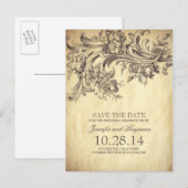 Chique  bloemenwervelingen Bewaar de datum Briefka Aankondigingskaart (Voorkant / Achterkant)