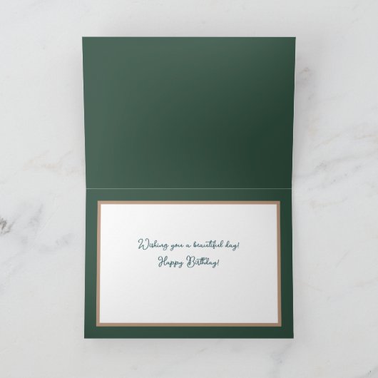 Chique bloemenwit magnolia bloem groen verjaardag kaart (Binnen)