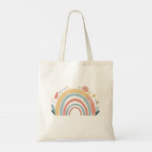 Chique Bloemige Boho Regenboog Minimalistische Tot Tote Bag (Achterkant)