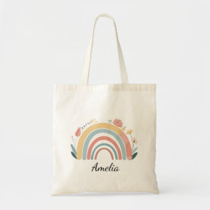 Chique Bloemige Boho Regenboog Minimalistische Tot Tote Bag