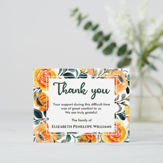 Chique Bloemige Botanische Waterverf Aandenken Fun Bedankkaart (Staand voorkant)