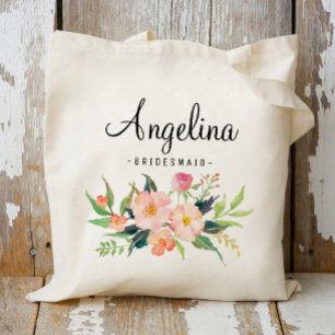 Chique Bloemige Bruidsmeisje Persoonlijk-3 Tote Bag