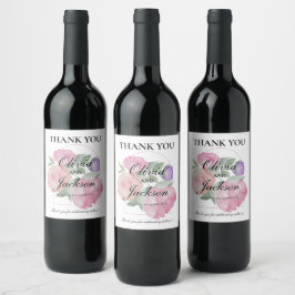 Chique Bloemige Dankjewel Bruiloft Wijn Etiket