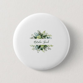 Chique bloemige meisjesachtige aangepaste naam ronde button 5,7 cm