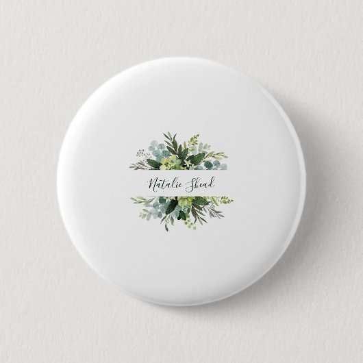 Chique bloemige meisjesachtige aangepaste naam ronde button 5,7 cm (Voorkant)