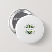 Chique bloemige meisjesachtige aangepaste naam ronde button 5,7 cm (Voorkant /achterkant)
