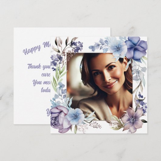 Chique &  Bloemige Moederdagkaart met Aangepaste F Feestdagenkaart (Voorkant / Achterkant)