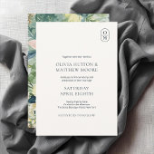 Chique bloemige monogram trouwkaart kaart