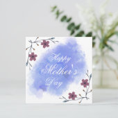 Chique bloemige paarse witte moderne script moeder feestdagenkaart (Staand voorkant)