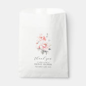 Chique bloemige pioenen blush roze VRIJGEZELLENFEE Bedankzakje (Voorkant)