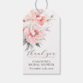 Chique bloemige pioenen blush roze VRIJGEZELLENFEE Cadeaulabel (Voorkant)