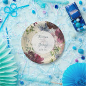 Chique Bloemige Rode Roos Waterverf Goud Papieren Bordje (Feest)