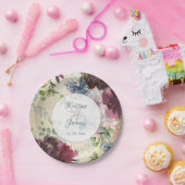 Chique Bloemige Rode Roos Waterverf Goud Papieren Bordje (Feest)