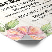 Chique bloemige trouwkaart signature cocktaildrank poster (Hoek)