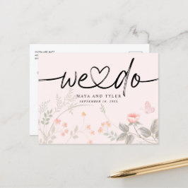 Chique Bloemige Trouwkaart 'We Do' Aankondigingskaart