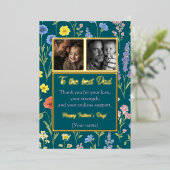 Chique bloemige Vaderdagkaart met eigen foto's Folie Feestdagenkaart (Staand Voorkant)