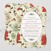 chique bloemige verlovingsfeest kaart (Voorkant / Achterkant)