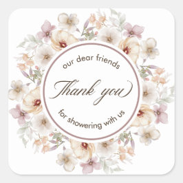 Chique bloemige waterverf bruidsfeest bedankt vierkante sticker