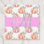 Chique Bloemige Witte Roze Perzik Pompoen Monogram Bedankjes Labels (Achterkant)