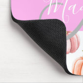 Chique Bloemige Witte Roze Perzik Pompoen Monogram Muismat (Hoek)