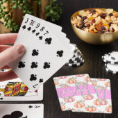 Chique Bloemige Witte Roze Perzik Pompoen Monogram Pokerkaarten (Insitu)
