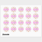Chique Bloemige Witte Roze Perzik Pompoen Monogram Ronde Sticker (Vel)