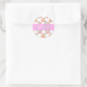 Chique Bloemige Witte Roze Perzik Pompoen Monogram Ronde Sticker (Tas)