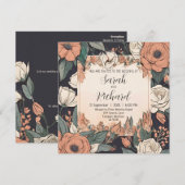 Chique Bloemontwerp met Coral en Cream Accents Kaart (Voorkant / Achterkant)