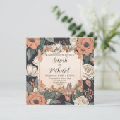 Chique Bloemontwerp met Coral en Cream Accents Kaart (Staand voorkant)