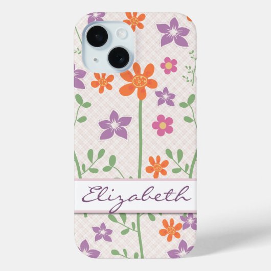 Chique Bloempatroon Ontwerp Monogram Case-Mate iPhone Case (Achterkant)