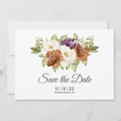 Chique Bloemrijke Herfst Bruiloft Save The Date (Voorkant)