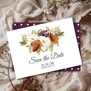 Chique Bloemrijke Herfst Bruiloft Save The Date